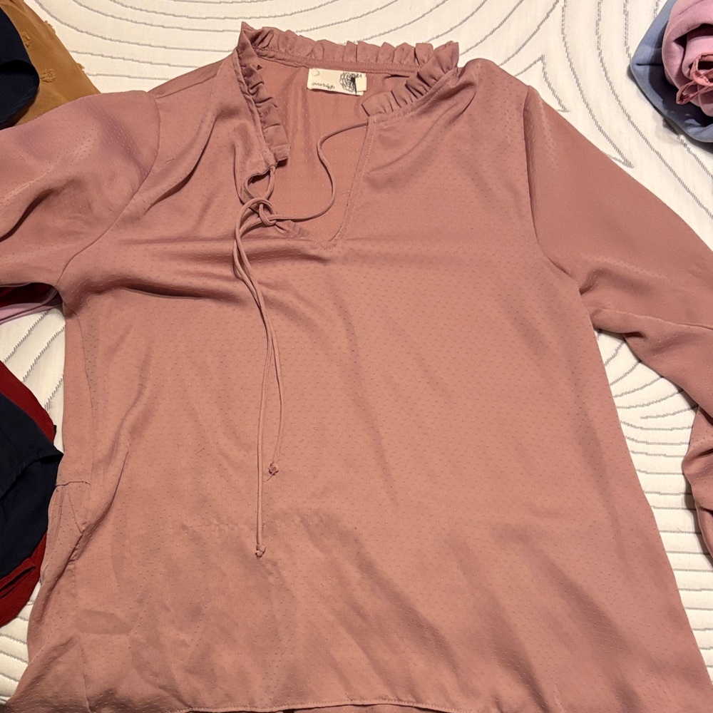 Everleigh Dusty Pink Ruffled Blouse